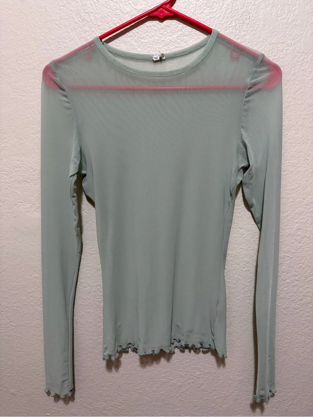 Out From Under Sage Green Mesh Long Sleeve Top Size Medium Y2K Fairycore